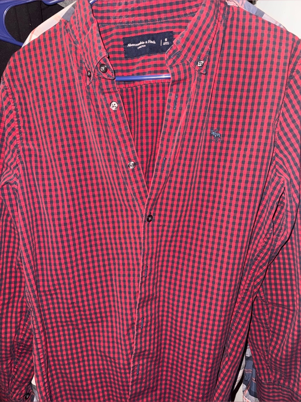 Men’s Small Abercrombie & Fitch Red and Black Checked Button-Down Shirt dress